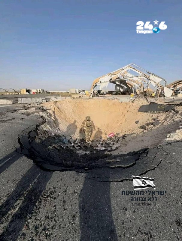 🇮🇱 מפגיעת טיל איראני בבסיס מואפק אל סולטן בירדן בירי האחרון.