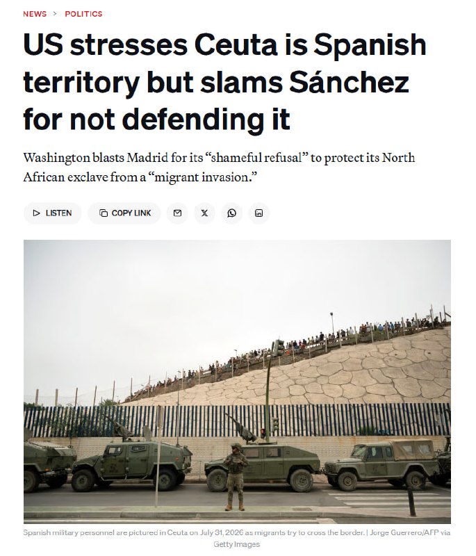 ארה"ב אישרה מחדש כי היא מכירה באופן מלא בסאוטה ובמלילה כטריטוריה ספרדית, ודחתה את הטענות שמדיניותה השתנתה.