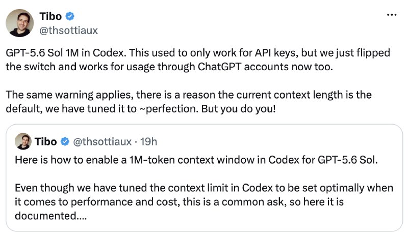 SharifGPT: 💬 پنجره‌ی حافظه Codex به 1 میلیون توکن رسید! ⛷🔹اپن‌‌ای‌آی حالا امکان استفاده از پنجره‌ی متنی 1 میلیون توکنی Codex رو برا