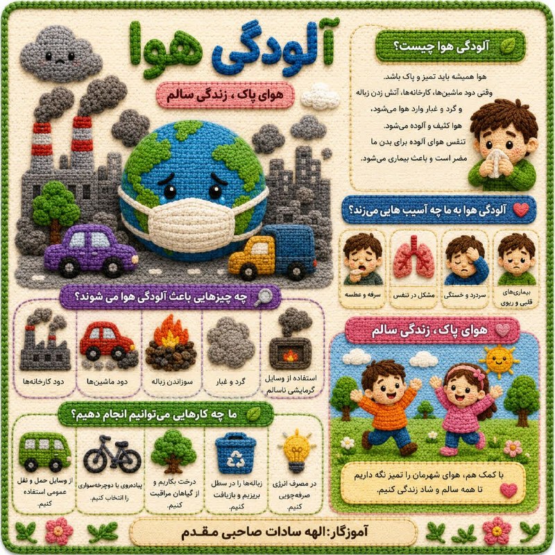 پیش دبستان ( خانم رحمت): #اینفوگرافی با هوش مصنوعی😍کاری از خانم صاحبی مقدم از هنرجویان دوره ی ما #علوم #آلودگی_هوا@avalhaghshenas6