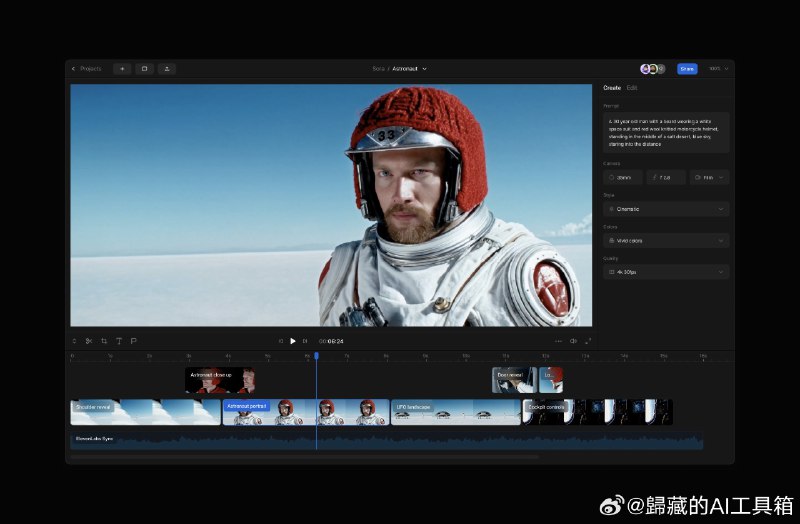 思考完全基于视频生成模型的视频剪辑工具是什么样的，也是一件非常有意思的事情