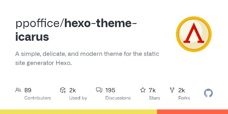 GitHub - ppoffice/hexo-theme-icarus: A simple, delicate, and modern theme for the static site generator Hexo.