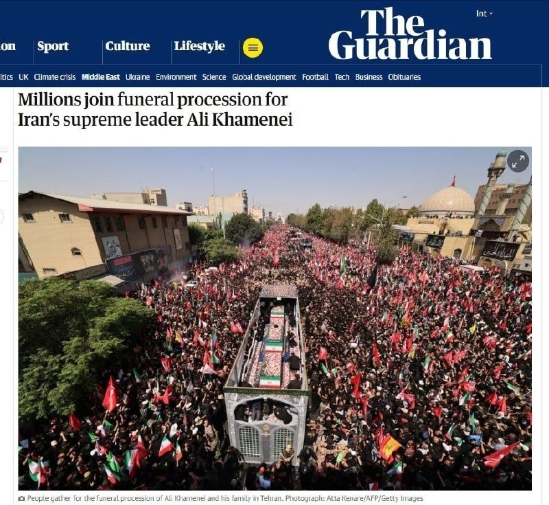 🔴שומר: מיליוני אנשים השתתפו בטקס הלוויה של מנהיג איראן