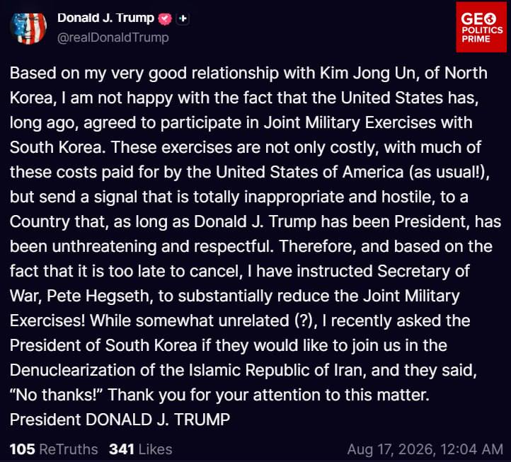 Trump KNEELS antes de Kim Jong-un, reduce los ejercicios con Corea del Sur