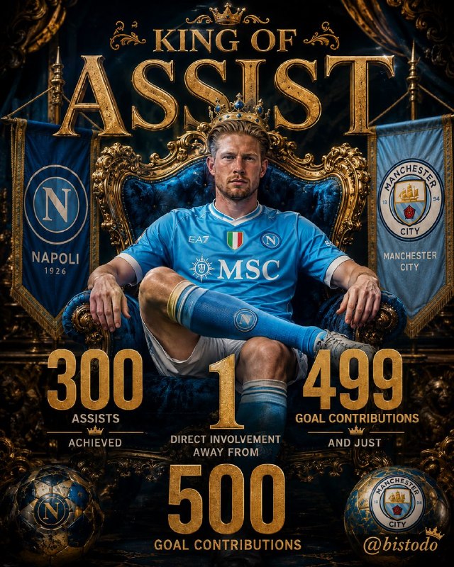 ⚽️ بیست و دو | Bistodo: ⚽️ پاس گل کوین دیبروینه و گل دوم ناپولی 🔥 پروکسی ویژه دانلود ⚽️@BistodoGoal🇧🇪⚽️| رسسسسسسمی: اسطوره کوین دیبروینه به 30
