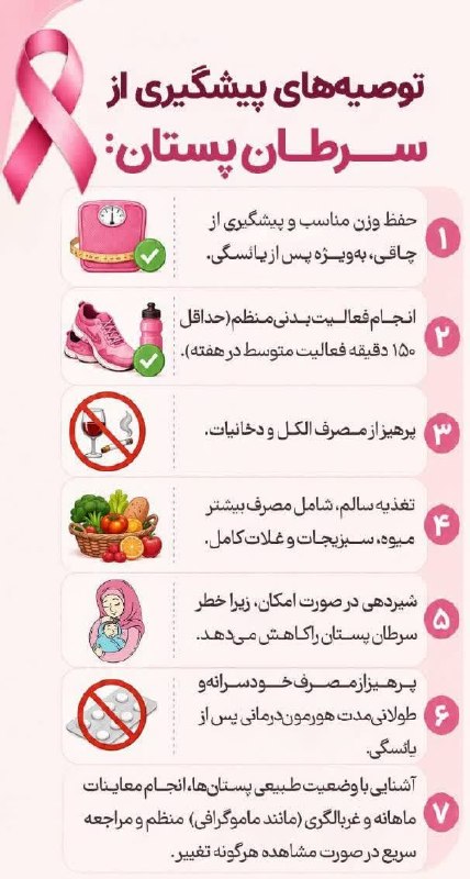 دانشگاه علوم پزشکی همدان: 🔖 توصیه های پیشگیری از سرطان پستان#تیم_ملی_سلامت 📇 روابط عمومی دانشگاه علوم پزشکی همدان🔹 تلگرام 🔹 اینستاگرام 📱 واتساپ 📲 