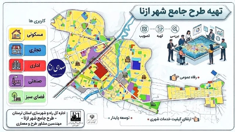 صدای ازنا: ✔️طرح جامع شهر ازنا وارد مرحله مطالعات تخصصی شد.✍به گزارش صدای ازنا:رئیس اداره راه و شهرسازی ازنا، از ادامه روند تهیه طر