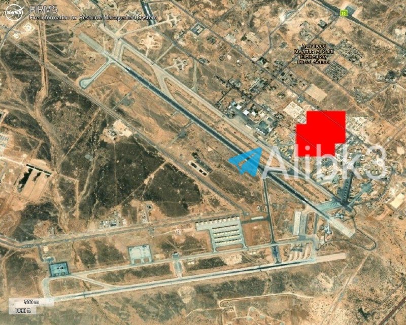 שריפות בתוך צריפים של הכוחות האמריקנים ואזור המגורים בבסיס מופאק סלטי בירדן.