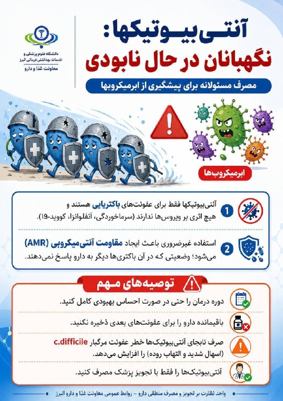 وبدا؛ رسانه سلامت وزارت بهداشت: 🔴 آنتی بیوتیک ها نگهبانان در حال نابودی/ ضرورت مصرف مسئولانه آنتی بیوتیک برای پیشگیری از ابرمیکروبها📱 @webda#تیم_ملی_سلا