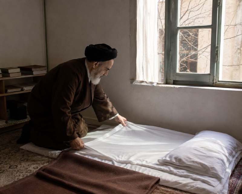 آزادنیوز 📡: 🔵 یک شب همسر امام جای ایشان را وسط اتاق انداخت ولی امام جایش را کشید سمت پنجرهجاکشی از صفات بارز امام بود.