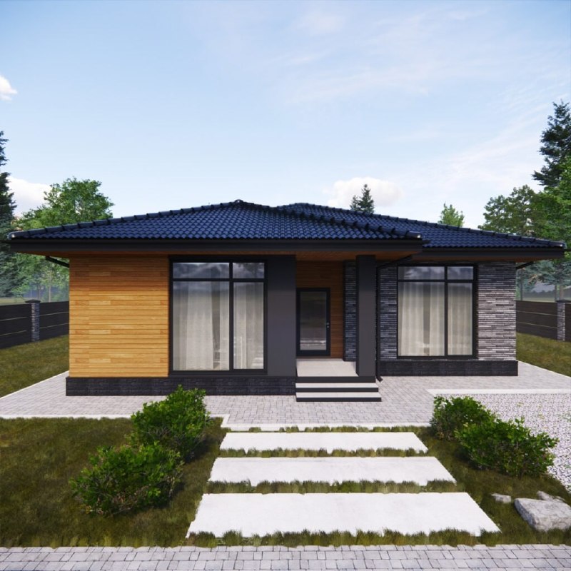 Продуманная планировка одноэтажного дома 125 м² для большой семьи Основная идея:Разделить дом на …