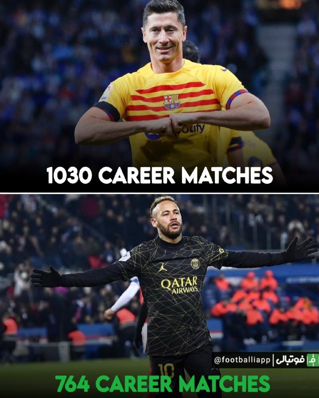 فوتبالی | Footballi.net: 📈 نیمار و لواندوفسکی؛ دو اسطوره، دو مسیر کاملاً متفاوت🔥🇧🇷 نیمار ⚽️ بیش از ۴۵۰ گل🎯 بیش از ۲۵۰ پاس گل🏆 یک قهرمانی ملی🏆 یک