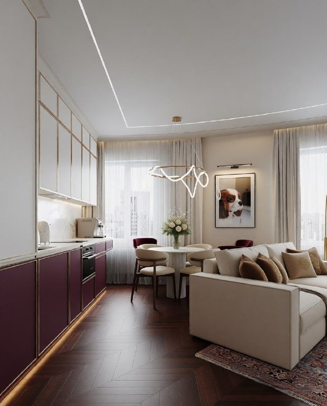 Сочетания для кухни-гостиной. Какой вариант понравился больше? - Первый - Второй - Третий Дизайн и ремонт Please open Telegram to view this post VI... - изображение 3 - telegram, view, сочетания