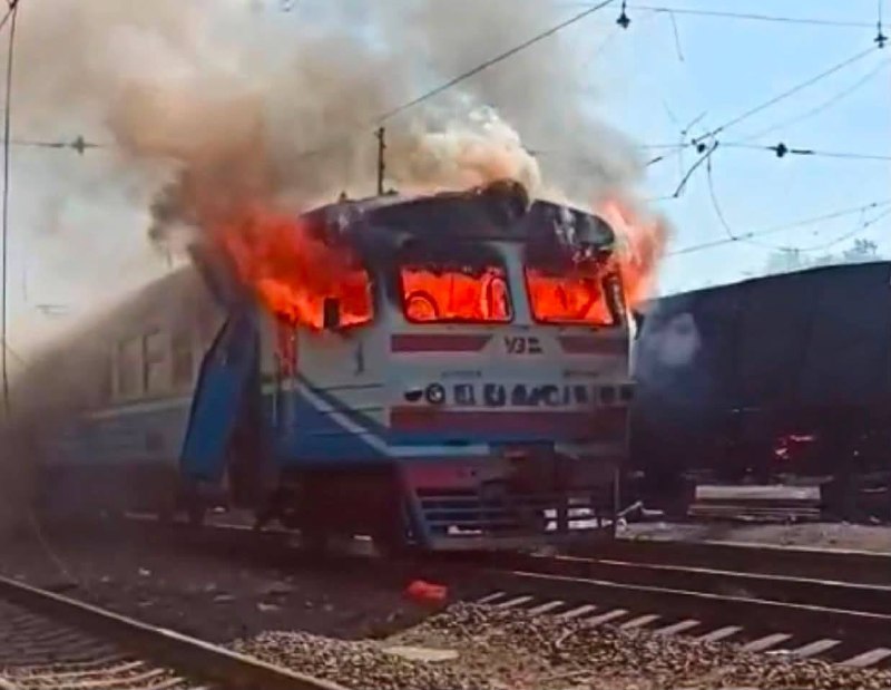 A Russian drone struck a Lozova-Kharkiv passenger train, killing one woman and injuring six people.