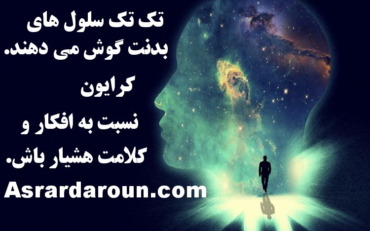 اسرار درون: تک تک سلول های بدنت گوش می دهند.#کرایوننسبت به افکار و کلامت هشیار باش...سایت اسرار درون:Asrardaroun.com🆔 @Asrar_Daro