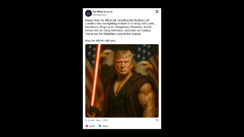 A disturbance in the force: White House's Star Wars Day post raises eyebrows