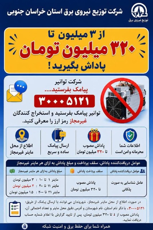 سرایان20: ⚡️" از 3 تا 320 ميليون تومان پاداش بگيريد چطوري !!!؟! ⚡️ فقط كافيه به شماره 30005121 پیامک بزنید و با ذكر نام استان، نام