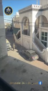 The occupation forces surround worshipers inside a mosque in the town of Bidu, northwest of occupied Jerusalem, which is the birthplace of in today's Ramallah.