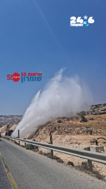 🇮🇱 כביש 60: סמוך לכיכר תחנת דלק מעבר מכמש, באגר פגע בצינור מים, נכון לעכשיו אין הפרעה לתנועה.