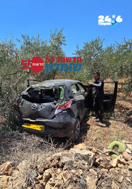 🇮🇱 כביש 446: סמוך לצומת לובן רכב איבד שליטה ו'עף' לצד הכביש. במקום פצוע קל מטופל. קיים עומס קל כל הציר.