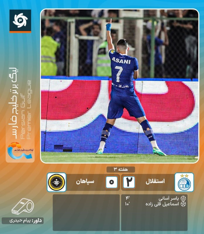 💚نظرقلی آنلاین💚: ⚽️ لیگ برتر ایران | سپاهان به یک مدعی دیگر هم باخت؛ استقلال با سومین برد متوالی به صدر رفت🔵استقلال دو - 🟡سپاهان صفر⚽️ گل