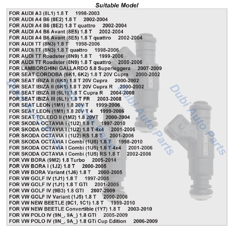 06A906031BA 0280156061 Топливные форсунки для AUDI TT A4 B6 A3 VW Golf IV New Beetle Polo Bora Skoda 5