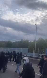 Rioters block highways near Liege in Belgium.