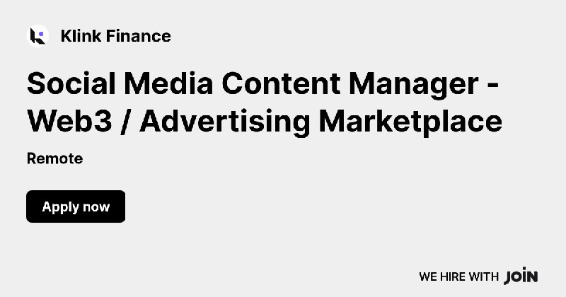 Klink Finance (Remote): Social Media Content Manager - Web3 / Advertising Marketplace