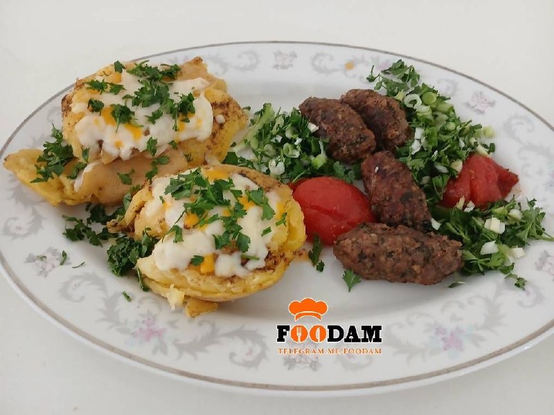 Foodam: کتلت با دورچین سیب زمینی دستور بالا #شام#فتانه_فیضیان 🍟 @foodam