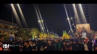 בני גדודי ההתנגדות האסלאמית של חיזבאללה מגיעים ללא הרף לנג'ף אלאשרף כדי להשתתף בהלווייתו של האימאם ההרוג שלנו.