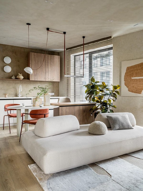 Квартира 54 м Перед дизайнером стояла непростая задача создать тёплое и функциональное пространство детскую для двоих детей без излишней детскости ... - изображение 2 - пространство, зоной, ощущение