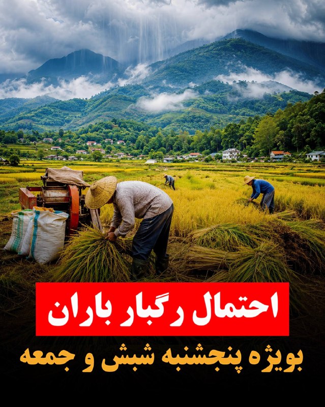 هواشناسی گیلان فورکا: احتمال رگبار باران ⚠️🔴بخصوص آخر هفته تو بعضی ساعات !!📍 بویژه نیمه ی شرقی استان (مرکز و شرق)🏔 عمدتا ارتفاعات و دامنه ها .