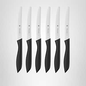 WMF Classic Line Frühstücksmesser Set 6-teilig 23 cm Brötchenmesser Wellenschliff Brotzeitmesser Spezialklingenstahl Kunststoffgriff schwarz