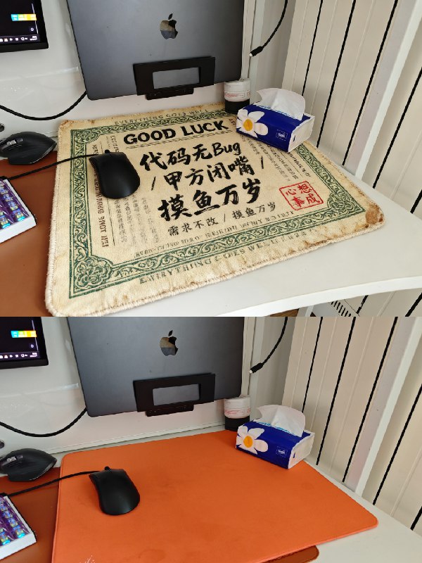 哈哈 Seedream 4 生成图片的融合度太顶了，我把自己的鼠标垫变成许愿符风格了