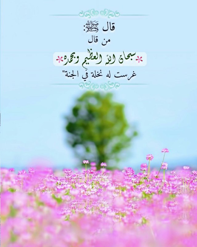 الا بذكر الله تطمئن القلوب: قال ﷺ:من قال سبحان الله العظيم وبحمده غرست له نخلة في الجنة✨🌸