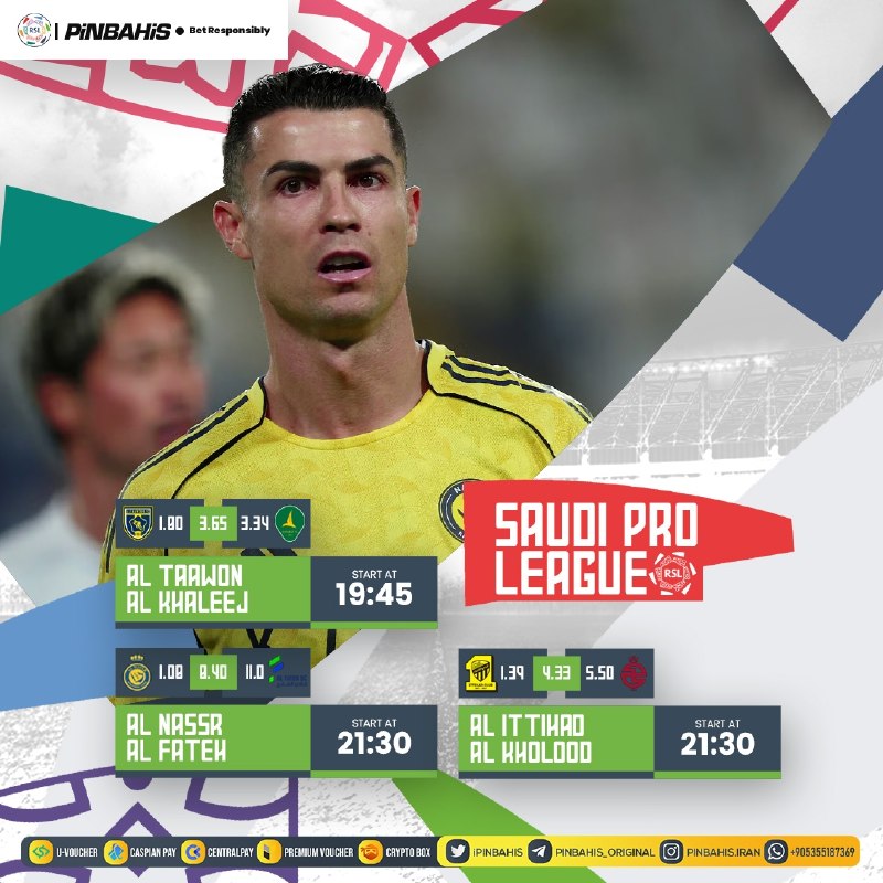 Pinbahis | پین باهیس: ⚽️ لیگ حرفه ای عربستان ✅با ضرایب بالا پیشبینی کنید💯 100% بانس میکس شگفت انگیز پین‌ باهیس تا سقف 30.000.000 ریال ویژه روز