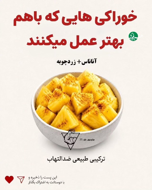 اخبار فوری: خوراکی‌هایی که باهم بهتر عمل می‌کنند را بشناسید🆔 @akhbaree_foriiخوراکی‌هایی که باهم بهتر عمل می‌کنند را بشناسید🆔 @akhbar