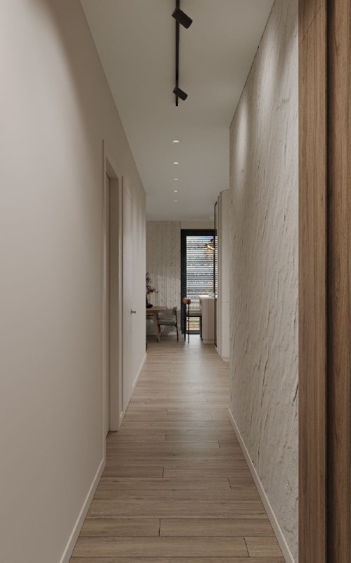 Дизайн проект квартиры 92,8 кв.м Сдержанная современная кухня гостиная 26,1 кв.м спокойная нейтральная палитра, тёплая атмосфера и продуманное зони... - изображение 9 - проект, telegram, view