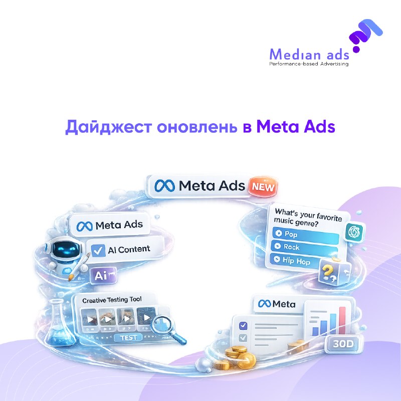 🆕 Що нового в Meta Ads?🤖 ШI-креативи краще позначатиЗ'явився чекбокс для реклами, створеної/відредагованої за допомогою AI. Якщо запускаєте рекламу в регіонах, де суворо з маркуванням ШI-контенту — ставте.🧪 Більше креативів в одному тестіCreative Testing T