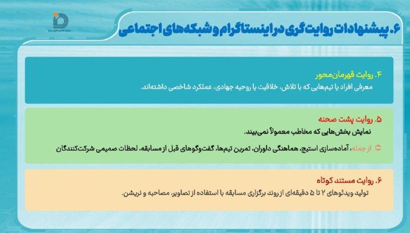 میانادان نه خبر 💯: 💠شیوه نامه شرکت در مسابقه " میدان یار" بخش 4⃣👈 روایت میدان(تولید محتوای رسانه ای مرتبط با رقابت)✅پیشنهادات و روایتگری در