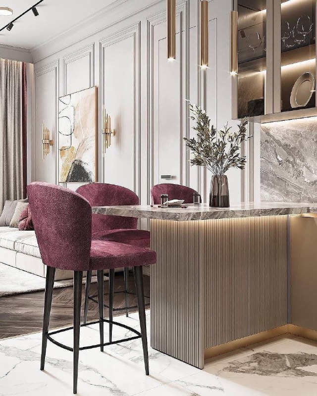 Кухня-гостиная Беж и винный цвета Дизайн Юлия Яковенко - изображение 9 - кухня, гостиная, беж