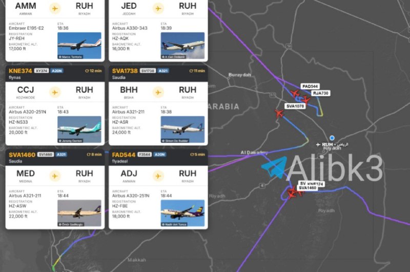 Increase in the number of planes avoiding landing at Riyadh airport.