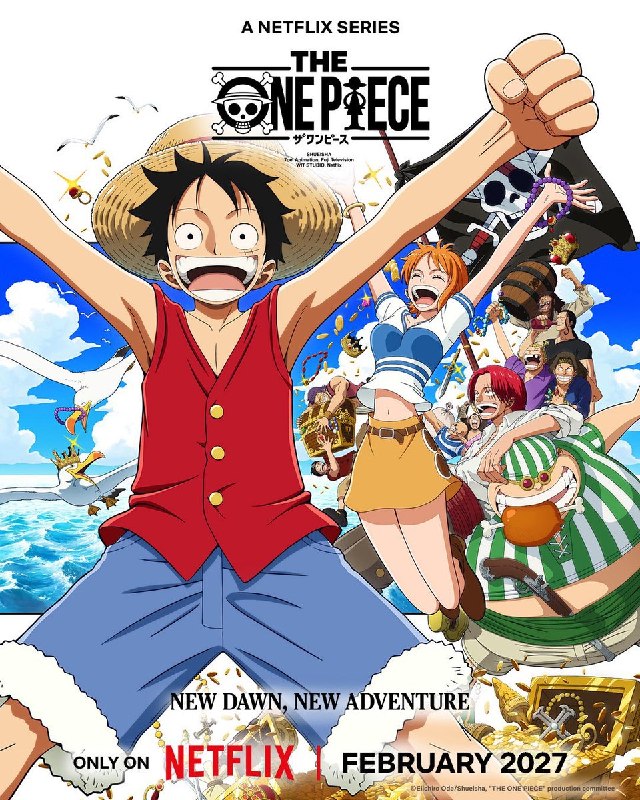 HollywooDi_A | هالیوودیا: 🏴‍☠️ پوستر جدیدی از بازسازی انیمه “One Piece” منتشر شد.این سریال فوریه ۲۰۲۷ از نتفلیکس پخش خواهد شد.🌟 @Hollywoodi_a