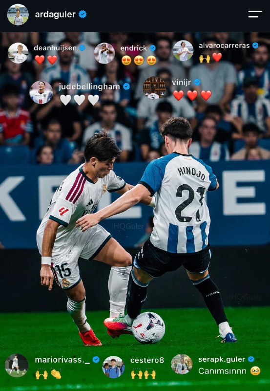 رئال مادرید توییت | Real Madrid Tweet: 📲 کامنت بازیکنان زیر پست اینستاگرامی آردا 🤍@Real_Madrid_Tweets