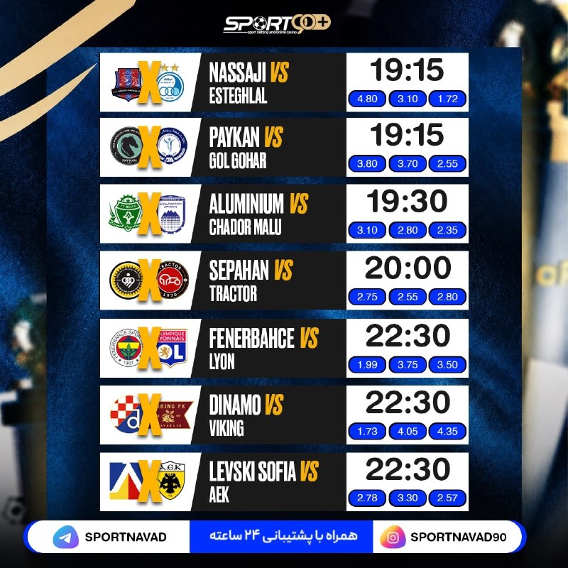 استقلالی | Esteghlali: Sportnavad➕ | اسپورت نود➕رقابت‌های پرهیجان فردا فوتبال؛ از لیگ برتر تا نبردهای اروپایی! 🔥⚡️ استقلال، سپاهان و تراکتور بر