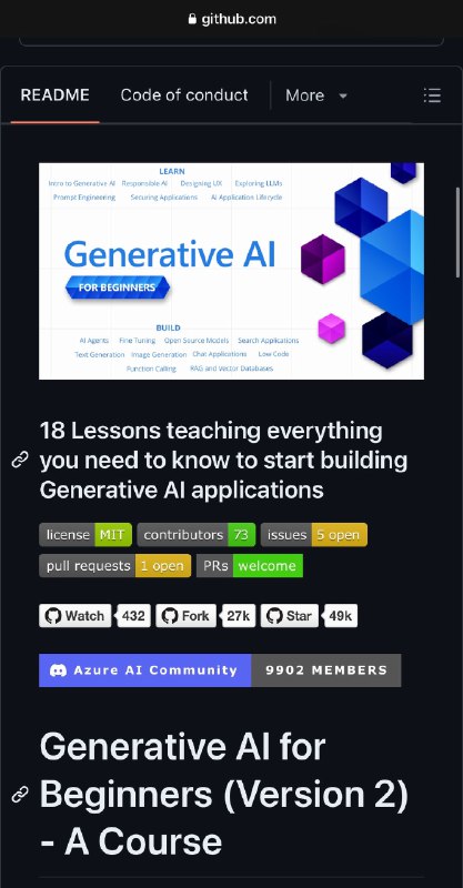 推荐！微软推出的新手友好型生成式 AI 课程，共 18 节，现已在 GitHub 上狂揽近 5 万星⭐