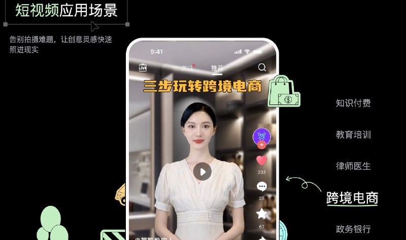 芽势：AI数字人服务，短视频直播替身 