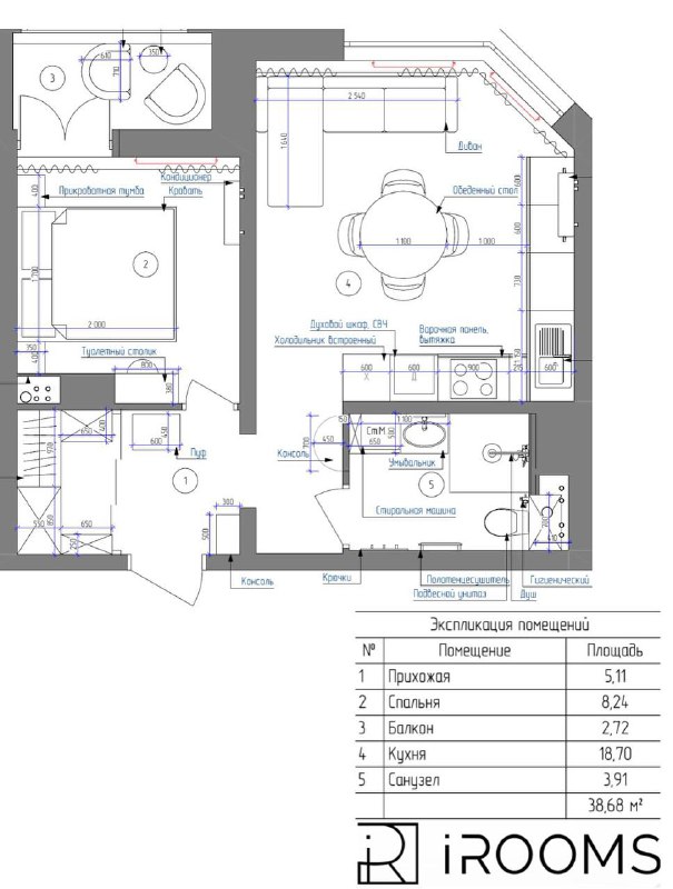 Уютный дизайн интерьера 38,6 кв.м. для девушки. Как вам? Дизайнер Студия Irooms - изображение 10 - уютный, дизайн, интерьера