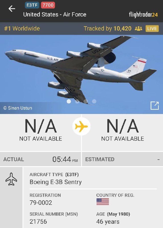 🇺🇸🇸🇦 מטוס סיור ובקרת אוויר מתקדם E-3G Sentry השייך לחיל האוויר של ארצות הברית, שולח כעת קוד 7700 והכריז…