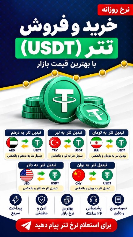 קנייה, מכירה והמרה מיוחדת של לקשור (USDT) התעריף הטוב ביותר בשוק הסדר מהיר ומאובטח קנה ומכור לקשור (USDT) ע…